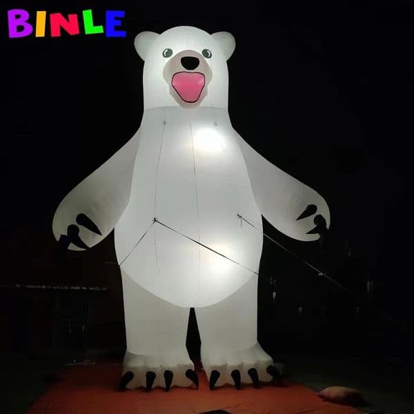 Christmas White Giant Inflatable Polar Bear With Led Lighting Factory Price Air Inflatable Bear Mascot For Yard Decoration