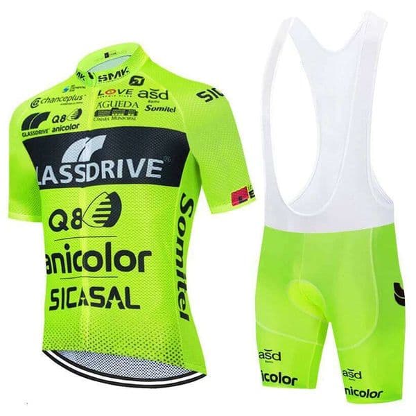 Fluor Yellow Cycling GLASSDRIVE Team Bike Maillot Jersey Shorts Suit Men 20D Road Ropa Bicycl Tshirt Pants Clothing W260515