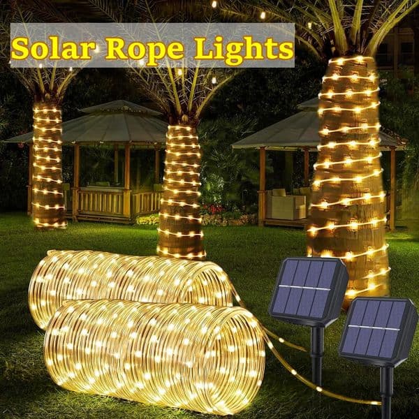 LED Solar Strip Rope Tube Fairy Light Solar Powered Garland String Light Christmas Decor for Outdoor Garden Lawn Tree Yard Fence 260514
