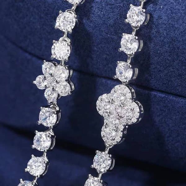 New Unisex Moissanite Diamond Iced Out Tennis Chain Women & Men Cross Flower Design Necklace for 925 Sterling Silver