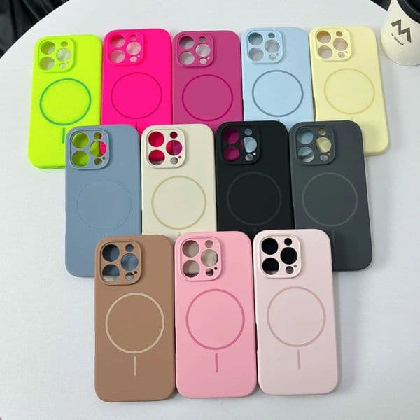 Liquid Silicone Bright Fluorescent Case For iPhone 17 Air 16 15 14 Plus 13 12 Pro Max For Wireless Charge Cover C260515