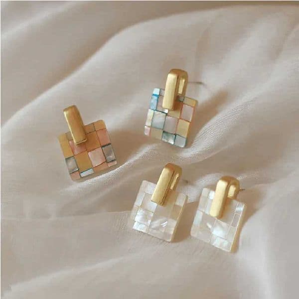 1 Pair of Fashionable and Simple Colored Square Earrings Suitable for Womens Daily Party Jewelry Gifts L260515