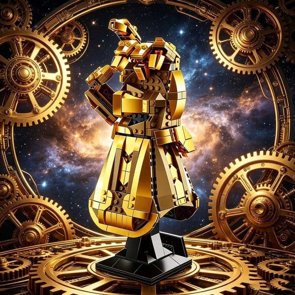 MOC Golden Armor Statue Building Blocks Set Sci-fi Space Gear Scene Desktop Collectible Model Educational Assembly Toy He DecoJ260515