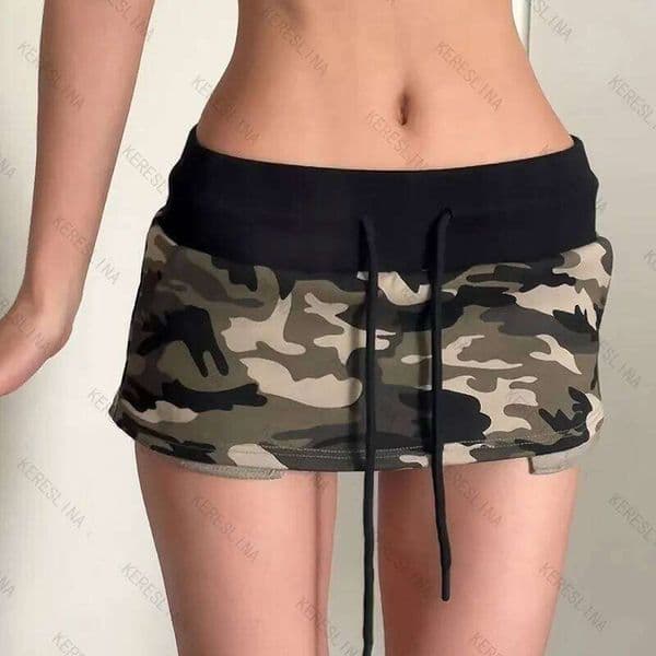 American Gothic retro street style slim fit camouflage summer sexy spicy girls aesthetic female versatile mini skirt 26W0515