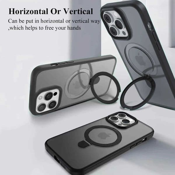 Magnetic Mobile Phone Case with Ring Stand for iPhone 17 16 15 14 Pro Max Plus 13 12 11 Cases Translucent Cover with Protector C260515