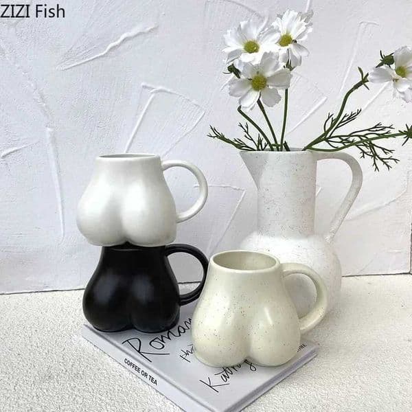 Creativity Butt Decorative Coffee Mugs Ceramic Cup Heat Resistant Portable Wine Glass Travel Porcelain Mug 250ml Juice CupJ260515