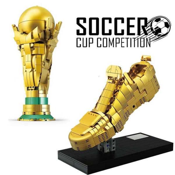 Football Match Champion Trophy Golden Boot Building Block DIY Sports Model Desktop Decoration Construction Toy Educational GiftJ260515