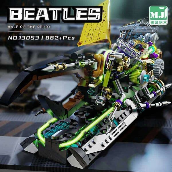 862PCS LED Mech Beetle Building Blocks Kit-Light Up Robotic Insect Model with Moving Joints, STEM Educational Toy for Kids Adult