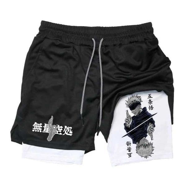 Anime Jujutsu Kaisen Compression Shorts for Men Quick Dry Athletic Shorts Pocket Performance Gym Workout 2 in 1 Z260325