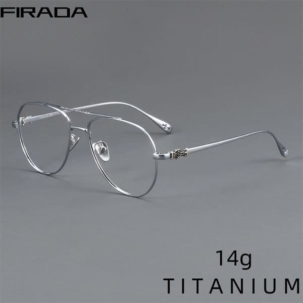 FIRADA Fashion Glasses Retro Pure Eyewear Comfortable Double Beam Prescription Eyeglasses Frame For Men 5125-C 260514CJ