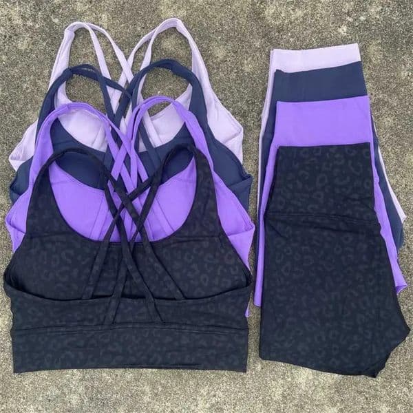 2026 Gym Clothe Set Yoga Clothes 2 Piece Fitness Suit Cross Straps Bra High Waist Shorts Running Tracksuit Sport Bra