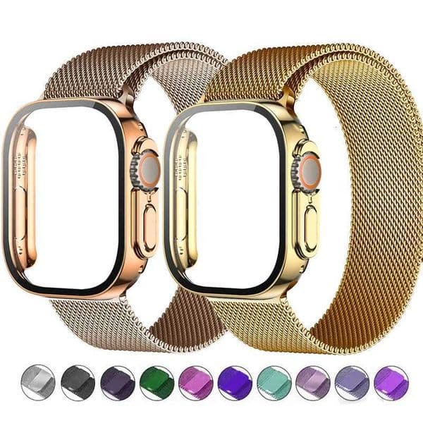 Milanese Loop Strap For Watch Ultra 49mm Band 44mm 40mm 41 45mm Gold Silver Leopard Bracelet Case iWatch 9 8 7 6 5 4 3 SE X260514