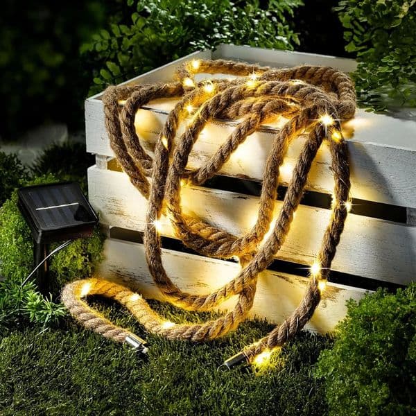 1pc Creative Retro Hemp Rope Solar Light 7m 50LED Garden Decorative Lamp For Home Courtyard Landscape Outdoor Camping Decoration 260514