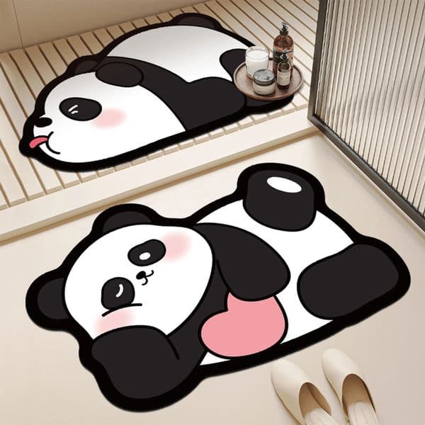 Rubber bathroom anti-slip floor mat water-absorbing and quick-drying floor mat cartoon panda printed floor mat 260513