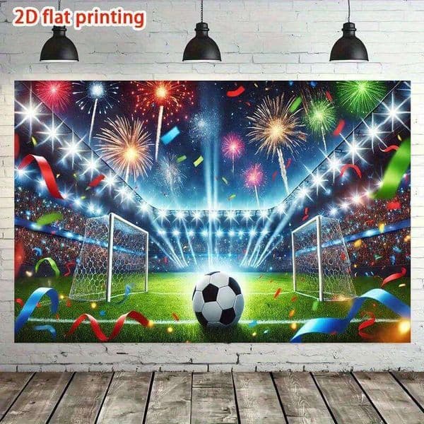 Football Stadium Tapestry - Soccer Field, Goal Post, Sports Celebration Wall Art, Game Room Man Cave, Multiple Sizes 26W0515