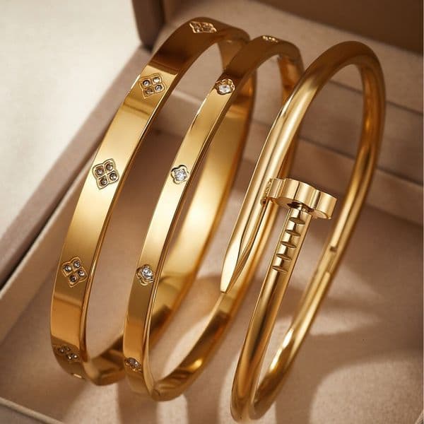 Bracelet High-End Simple Stainless Elegant Four-Leaf Clover Bracelet Zircon For Women European And American Titanium Steel Bracelet