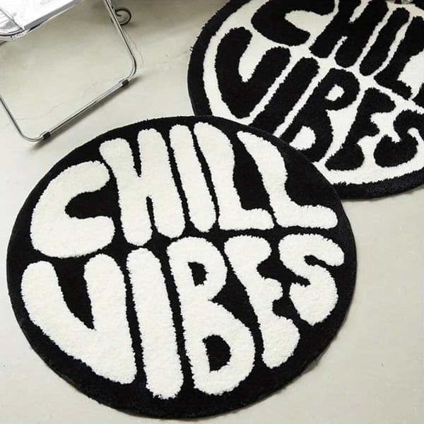 Chill Vibes Round Rug Fluffy Tufted NonSlip Floor Mat for Living Room Bedroom Dorm Aesthetic Boho Home Decor Bedroom Decor Z260514