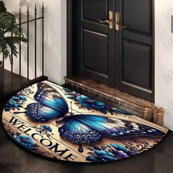 VIKAMA Butterfly Pattern Welcome Door Mat Semi-Circular Anti-Slip Entrance Mat Kitchen And Bedroom Carpet Home Decoration Z260514