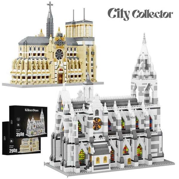 City World Famous Architectural Cologne Cathedral Micro Bricks Building Blocks Street View Notre-Dame de Paris Construction Toys Z260515