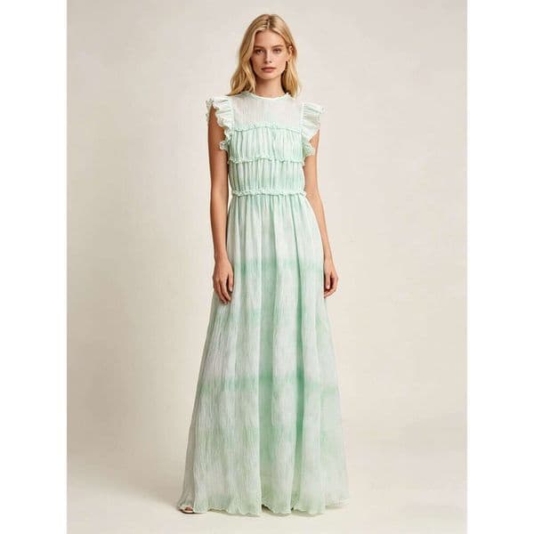 Designer's high-end women's long skirt summer outfit new fairy soft long sleeved flowing slim fit dress