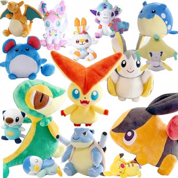 Pokemon Pikachu Peluche Gengar Victini Tepig Deerling Nivy Emolga Scorbunny Sylveon Ponyta Stuffed Plushies Toys Blastoise Toy L260515F1MF