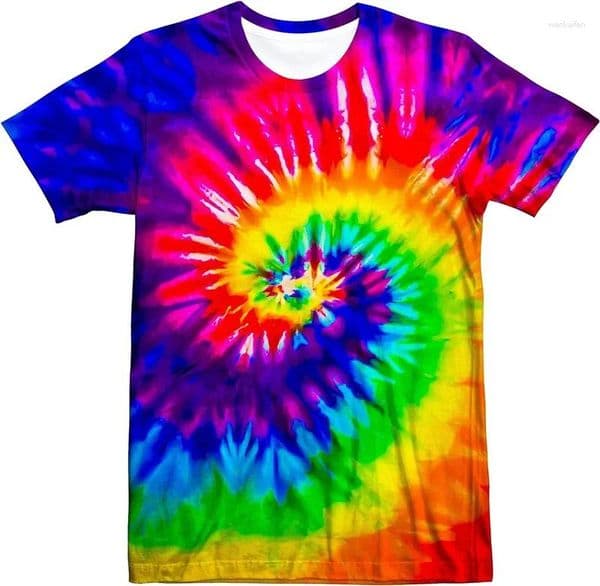 Men's T Shirts D Neon Shirt Gradient Color Tie-dye Printed Street Tshirt Men And Women O Neck Fashion Short Sleeve Tops