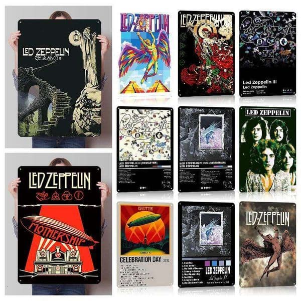 Led Zeppelin Music Tinplate Posters Customizable Wall Art Retro Vintage Metal Signs for Fans Desk Decor Room House Home Sign J260515