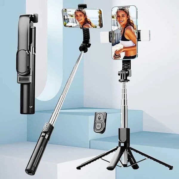 FANGTUOSI 2025 New portable foldable stand Wireless selfie stick 40-inch tripod with Bluetooth remote smartphone video recording S260514