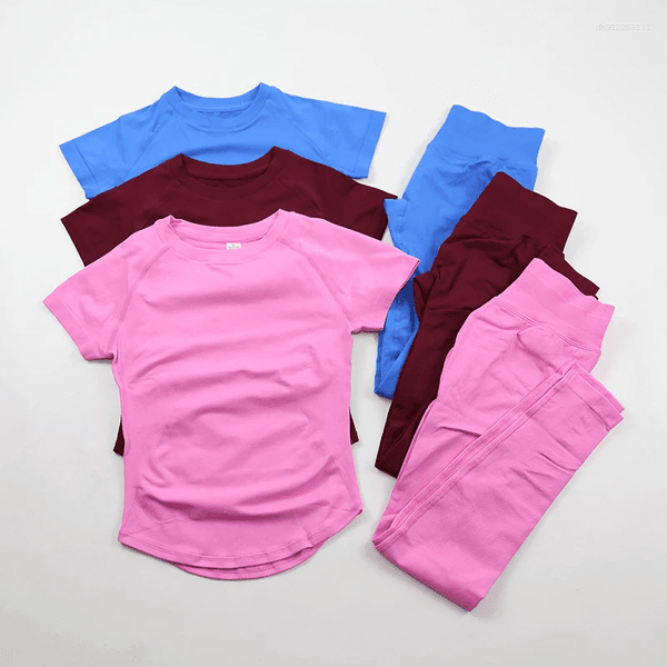 Active Sets Women's Gym Seamless Yoga Clothing Short Sleeve Shirts BuLifting Leggings Two Piece Outfits Woman Activewear Workout Set