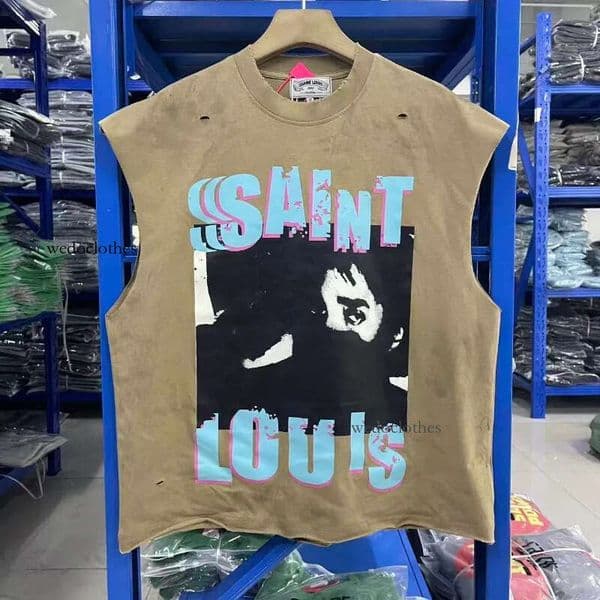 Fashion Designer Real Photos Khaki Brown Tshirts Letters Print 2026Ss Short Sleeve Oversized Retro Tshirt Size S-XL
