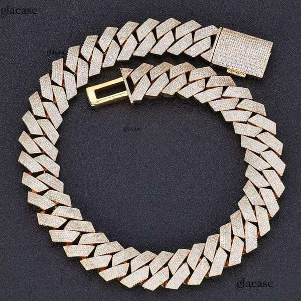 Designer necklace Fine Jewelry 22mm Iced Prong Link Chain Sier Plated 3 ROW Dia Cuban Chains Hip Hop Necklace