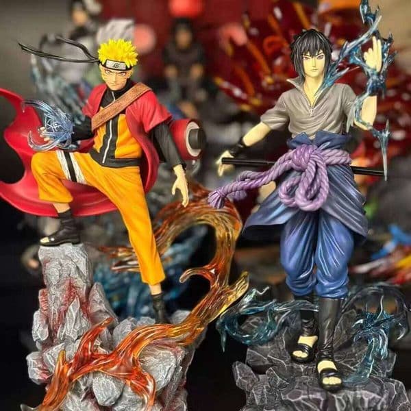 HOT Anime Figure Uzumaki Naruto Uchiha Sasuke Action Model Pvc Statue Desktop Ornament Collection Toys Gift 26L0515