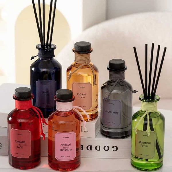 180ml Amber Time Colorf Bottle Reed Essential Oils Coconut Tato 12 Aratherapy Oils for He/Off Fragrance FreshenerJ260515