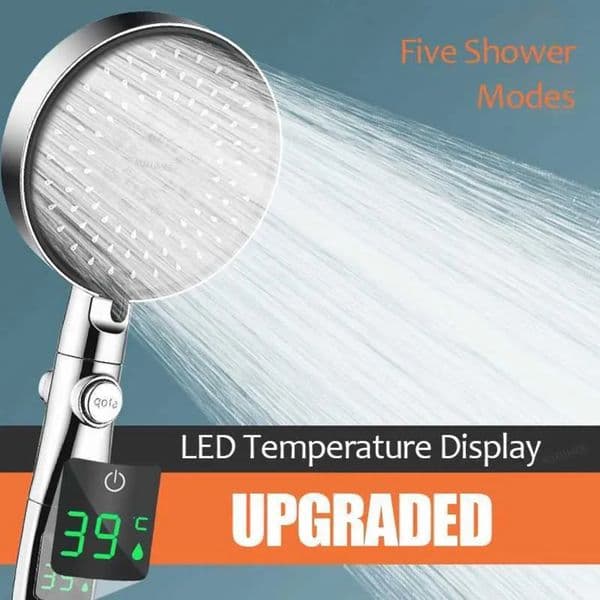 Luxury Designer Decor 12.5Cm Big Panel LED Head Intelligent Temperature Display High Pressure 5 Modes Adjustable room Rainfall Bathroom Show 2