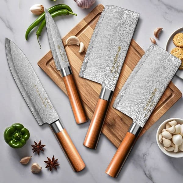4Piece UltraSharp Japanese Chef Knife SetProfessional Kitchen Knives for MeatBones and FruitPerfect Commercial kitchen 260512