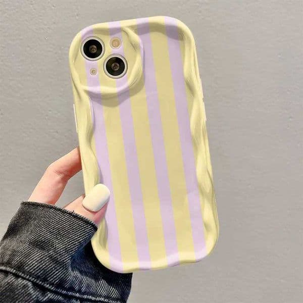 Simple Yellow Purple Striped Pattern Wavy Phone Case For Galaxy S26 Ultra S25 S24 S23 Plus S22 S21 A54 A55 A56 A73 Cover Z260514