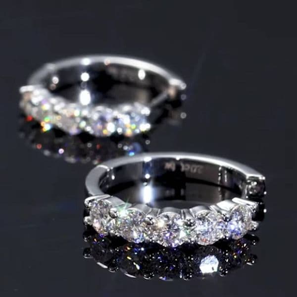 Moissanite Huggies Earring 14K White Gold Plated 925 Sterling Silver Women Men D Color VVS1 Lab Created Diamond Hoops Earrings thumbnail 2