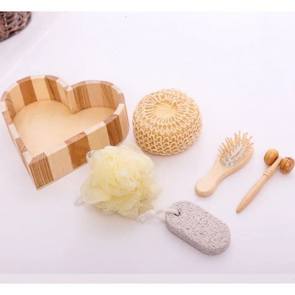 5 in 1 Women Man Girl Kid Baby Bath Show Spa Set Kit Gift Include Bath Tool Loofah Sponge Hair Brush Pumice Stone Foot File 260515