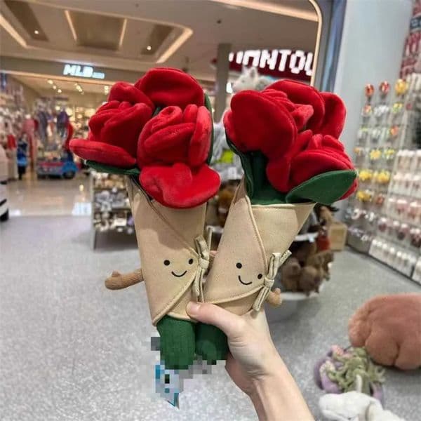 2026 New Cat Plush Toy British Fun Bouquet Handheld Flowers Beautiful Rose Doll Proposal Gift Online Designer 03