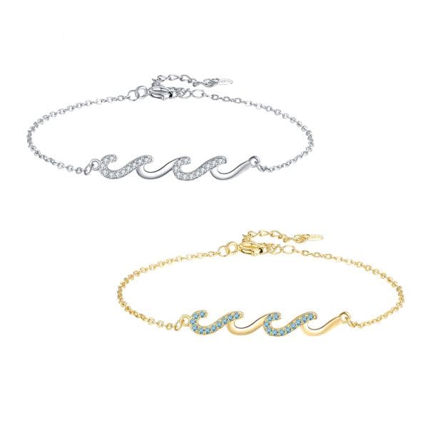 European and American New Style Diamond-Encrusted Wave Bracelet for Women, Ins Fashion Versatile Elegant Bracelet, High-End Light Luxury Jewelry Wholesale
