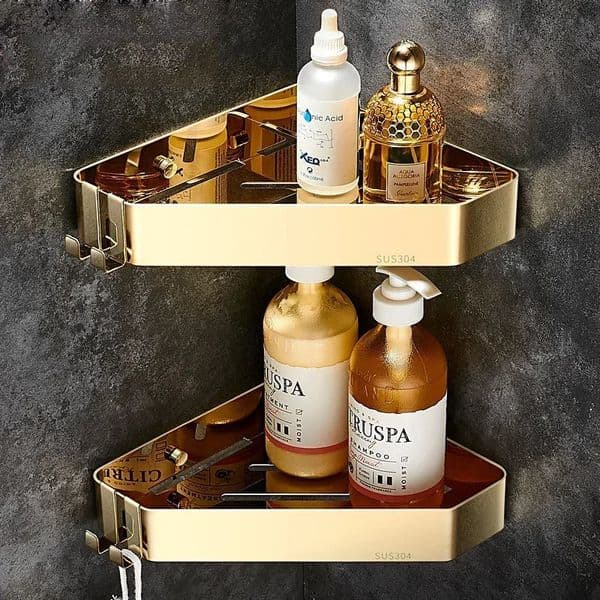 304 Stainless Steel Bathroom Shelf Shower Room Shampoo Skincare Shelves Corner Rack Storage Basket Corner Toilet Triangle Rack 260513