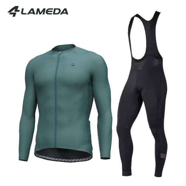 LAMEDA Men's Sets Sleeve Spring&Autumn Long Bib Pants Bicycle Clothes Man Road Bike Cycling Clothing W260515