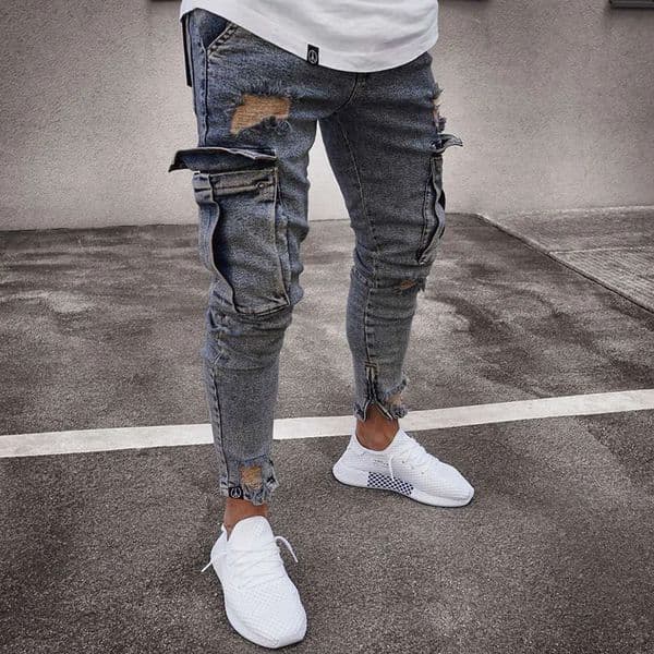 Mens Stretchy Skinny Ripped Jeans Men Side Pocket Washed Slim Denim Pants Biker Fashion Sweatpants Hip Hop Trousers Jogger 260514