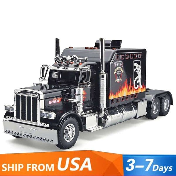 1:24 Peterbilt 389 alloy car model, with lighting and simulated sound effects,Toy Trucks for Boys gift W260515