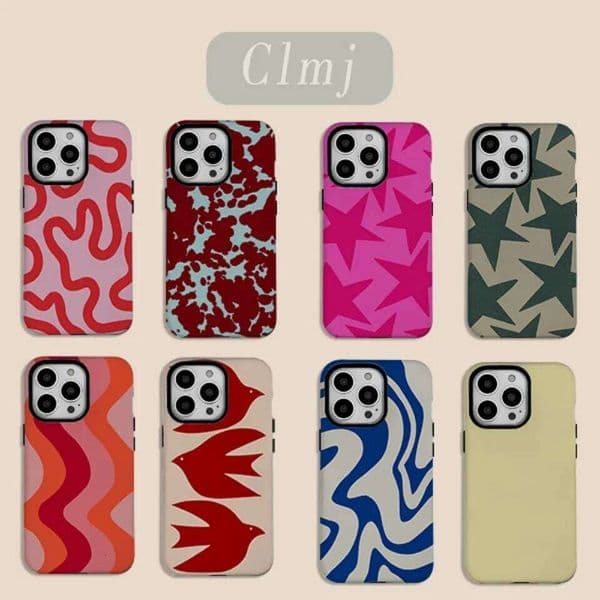 Luxury Clmj BUGR Fashion Vintage Large Stars Phone Case for iPhone 17 16e 16 15 14 13 12 11 Air Pro Max Plus Double-layer Cover 26Y0515