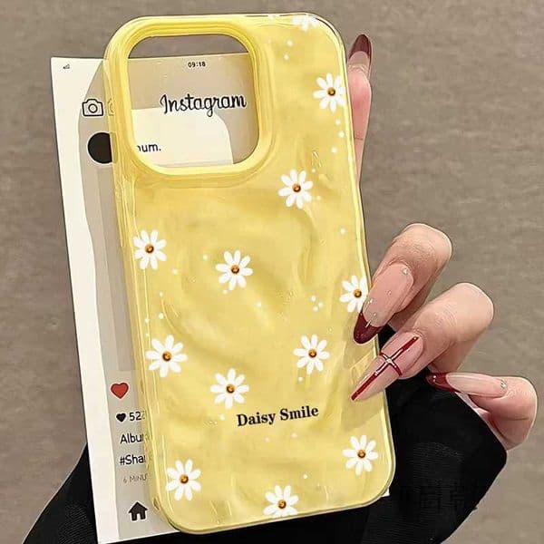 Daisy Flower Candy Color Phone Case For iPhone 15 Pro Max 16 17 14 13 Pro Max 13 12 11 Plus Soft ShockProof Fashion Luxury Funda C260515