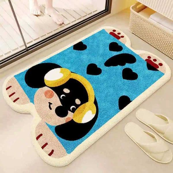 Cartoon imitation cashmere floor mat household bathroom absorbent and dirt resistant door mat toilet bathroom carpet L260515