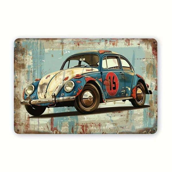 Classic Car Metal Wall Art - " Tin Sign for Home, Bar, Cafe & Garden Decor | Durable Iron Construction with Pre-Drilled Holes J260515