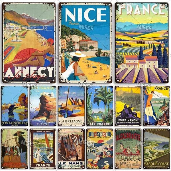 MISES France Poster Vintage Tin Industrial Decor Sign Weathered Plate Man Cave Studio Metal Plaque J260515