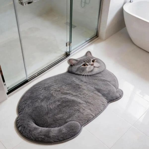 3D Cute Cat Shaped Diatomite Bath Mat Super Absorbent Non-slip Quick Dry Bathroom Doormat for Cat Lover Home Decor Gift 260513